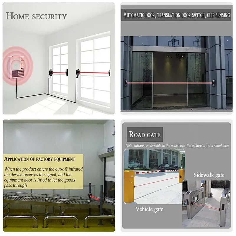 Waterproof infrared reflective photocell sensor security infrared door gate beam sensor