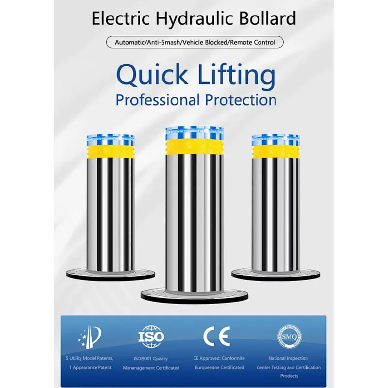 Hydraulic system vehicle access control stainless steel reflective tape automatic parking bollard