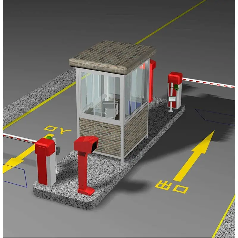 Card dispensing automatic parking lot system with self service paying fee terminal