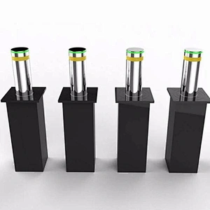 Automatic retractable hydraulic stainless steel security bollard with LED light 219mm cylinder for vehicle access control