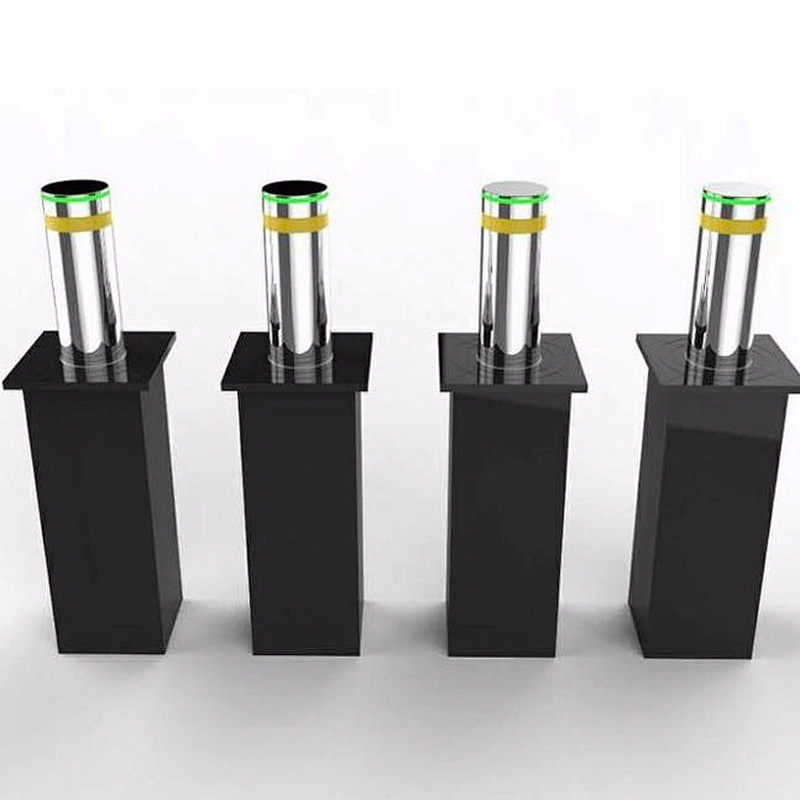 Automatic retractable hydraulic stainless steel security bollard with LED light 219mm cylinder for vehicle access control