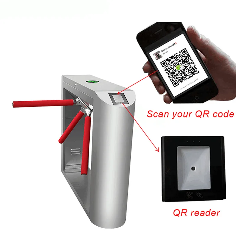 Tripod Turnstile Gate Tripod Turnstile Semi-Auto 304  Access Control RFID Card scan QR code  Reader Turnstile  Gate