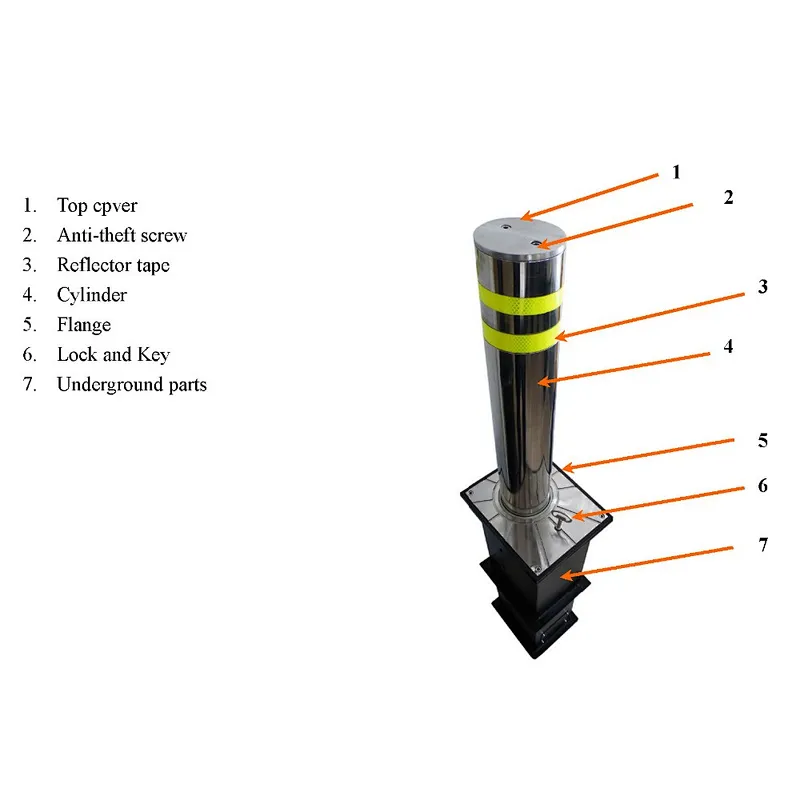 Remote Control Car Parking Systems Stainless Steel Bollards, Road Safety Product Hydraulic Rising Bollard