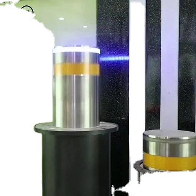 High quality hydraulic automatic rising bollards retractable traffic bollard IP 68 with LED warning light