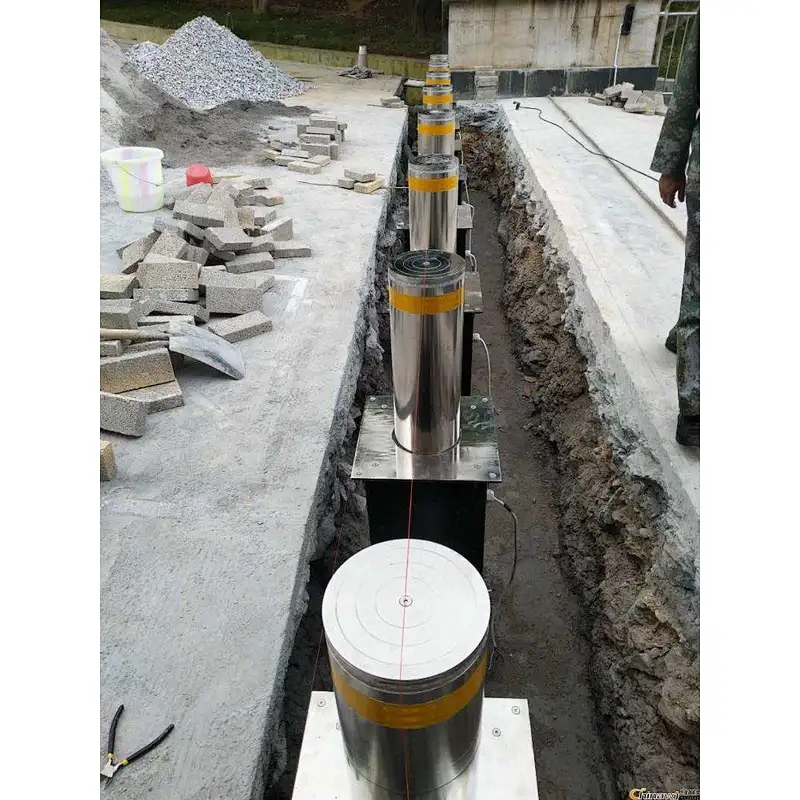 Heavt Duty 304 Stainless Steel Highlighted LED Crash Tested Automatic Hydraulic Security Rising Bollards Post for Terrorist