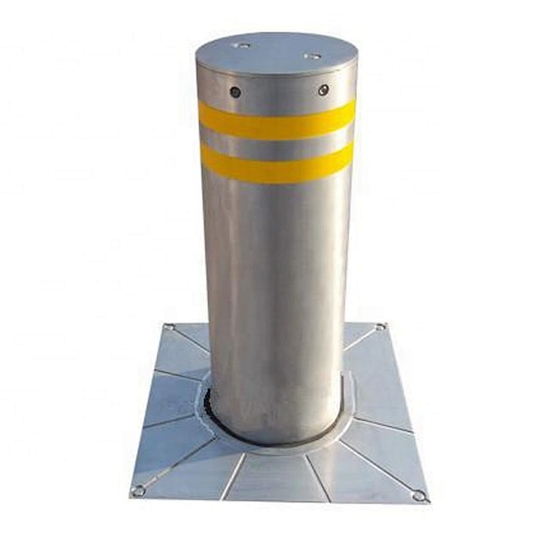 Automatic retractable hydraulic stainless steel security bollard with LED light 219mm cylinder for vehicle access control