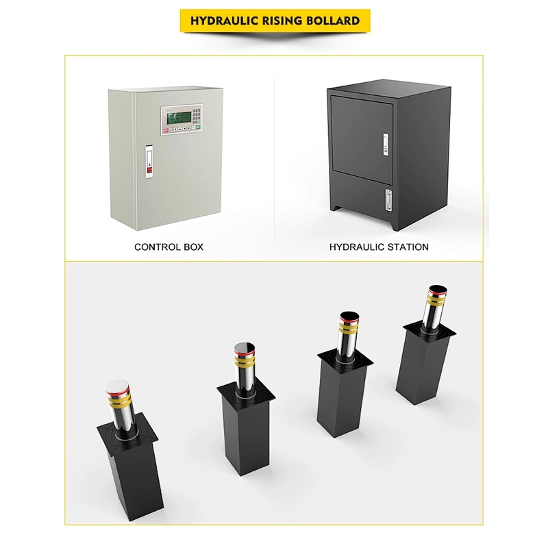 Bollards Lifting Time 1.5s to 3s Stainless Steel Barrier Hydraulic Automatic Rising LED Bollards