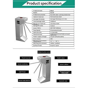 Smart Tripod Turnstile Barrier Entrance with Biometric Access Control System