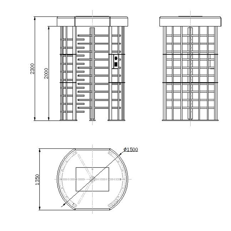 RFID card integrated motorised 304 stainless steel full height high entry exit turnstile