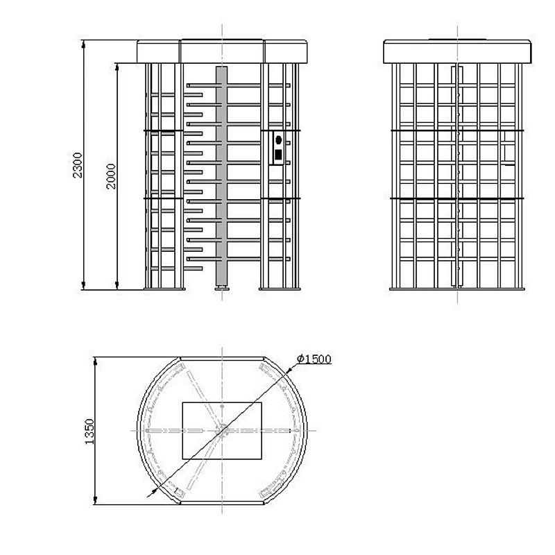 RFID card integrated motorised 304 stainless steel full height high entry exit turnstile