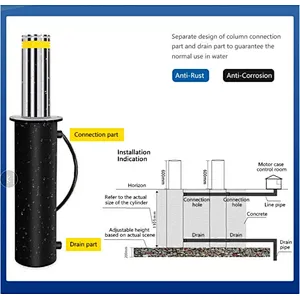 Hydraulic system vehicle access control stainless steel reflective tape automatic parking bollard