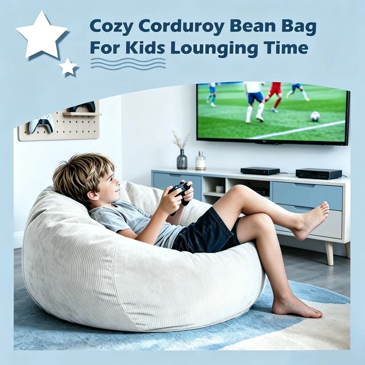 round bean bag chair for kids shredded foam filled