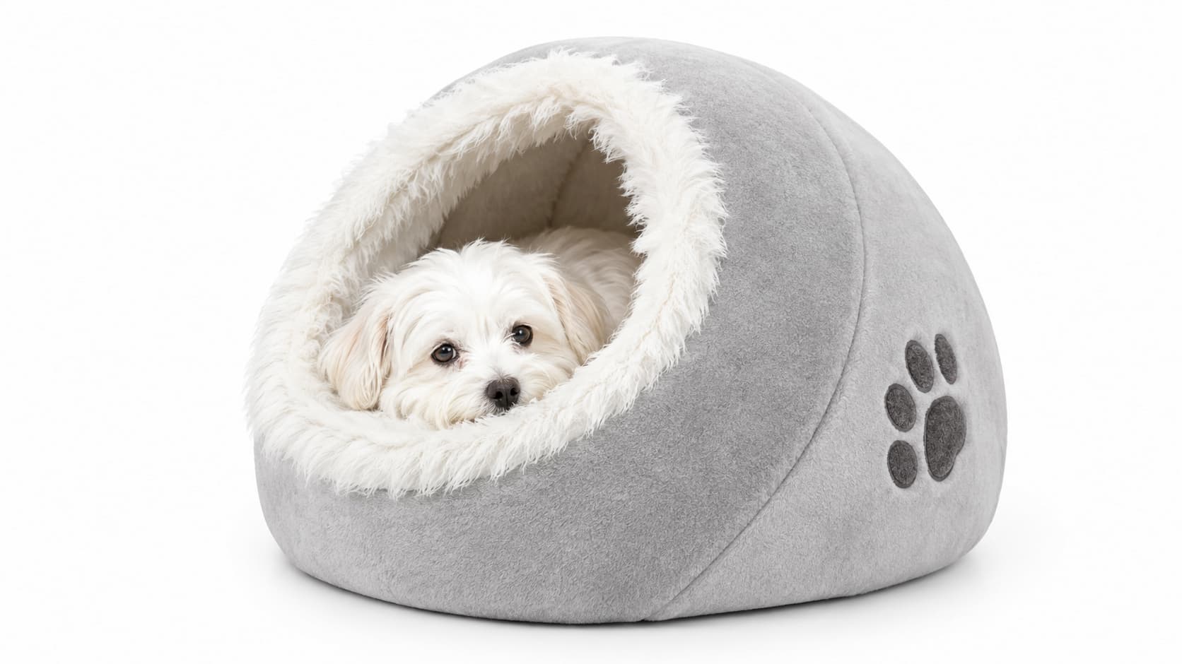 Light grey covered pet bed main visual