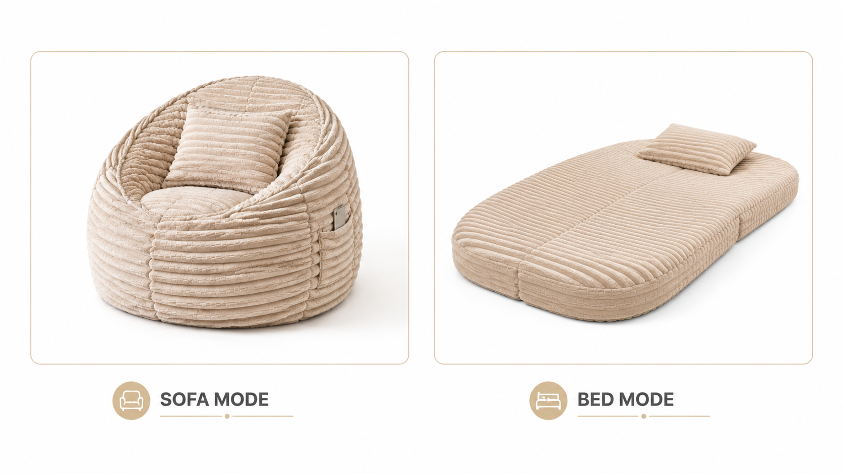 WL-BC005 bean bag sofa bed converted between sofa mode and bed mode