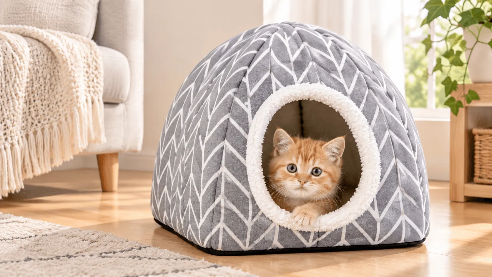 Geometric dome cat bed main visual