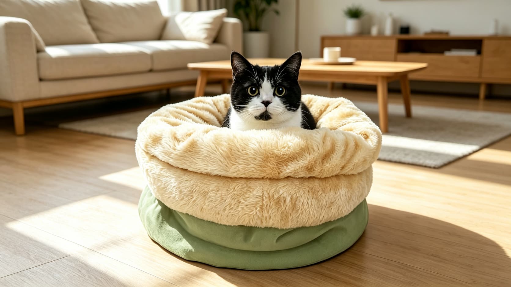 Cat tunnel bed in living room