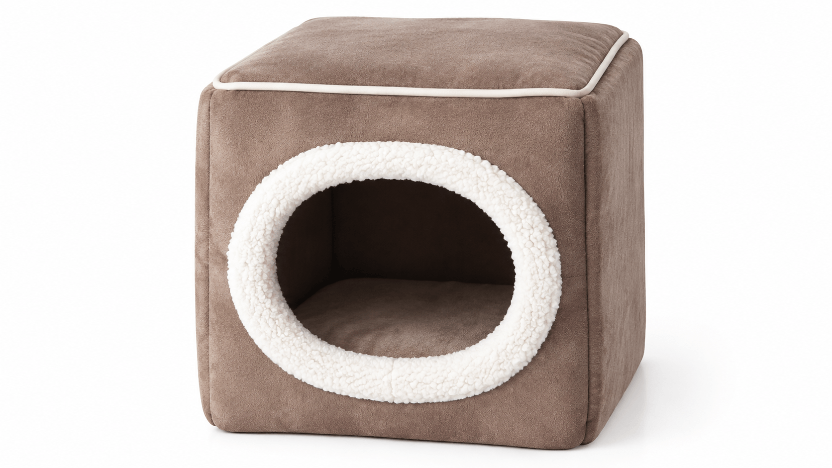 Brown suede cat cube house main visual