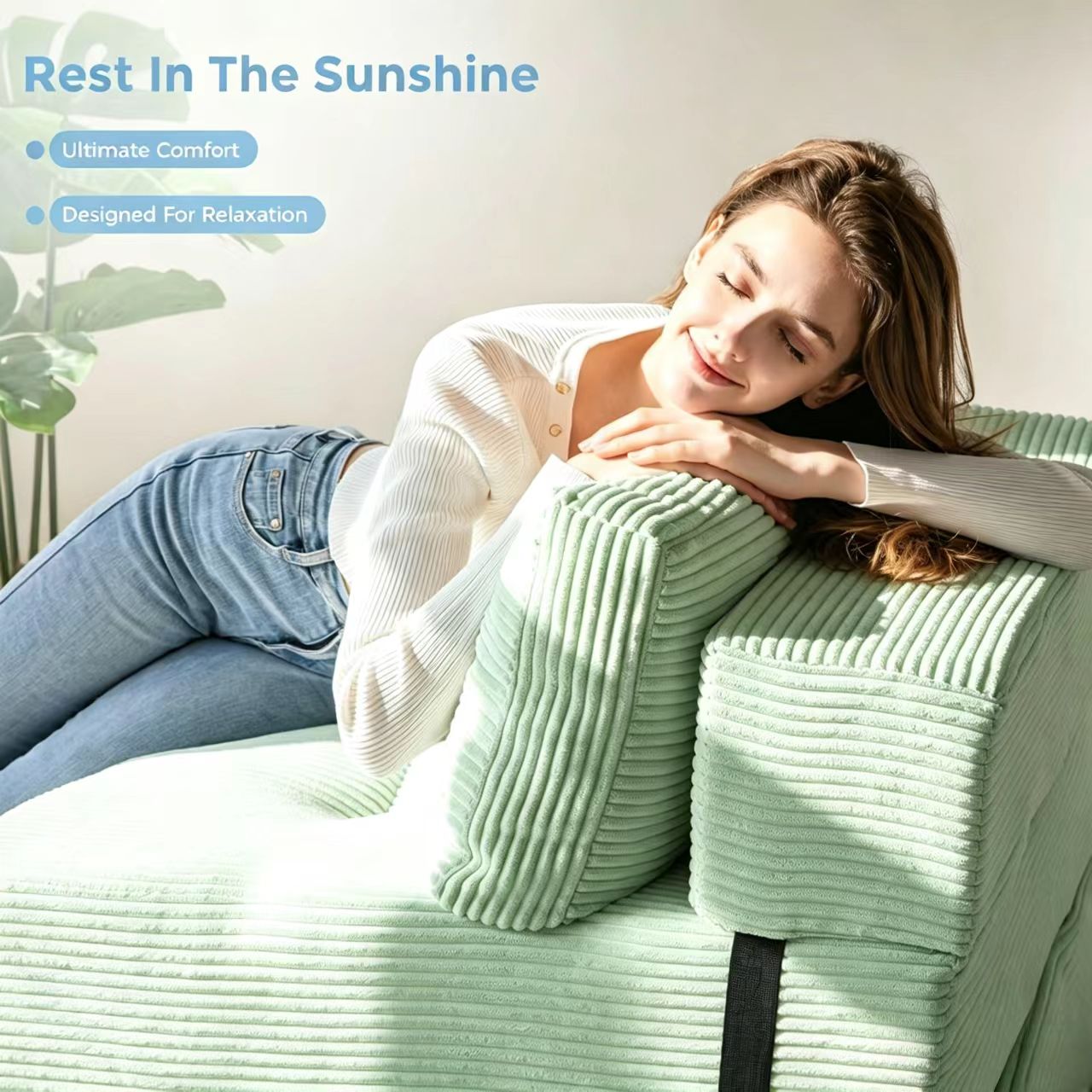 Folding compressed sofa used as a comfortable chair