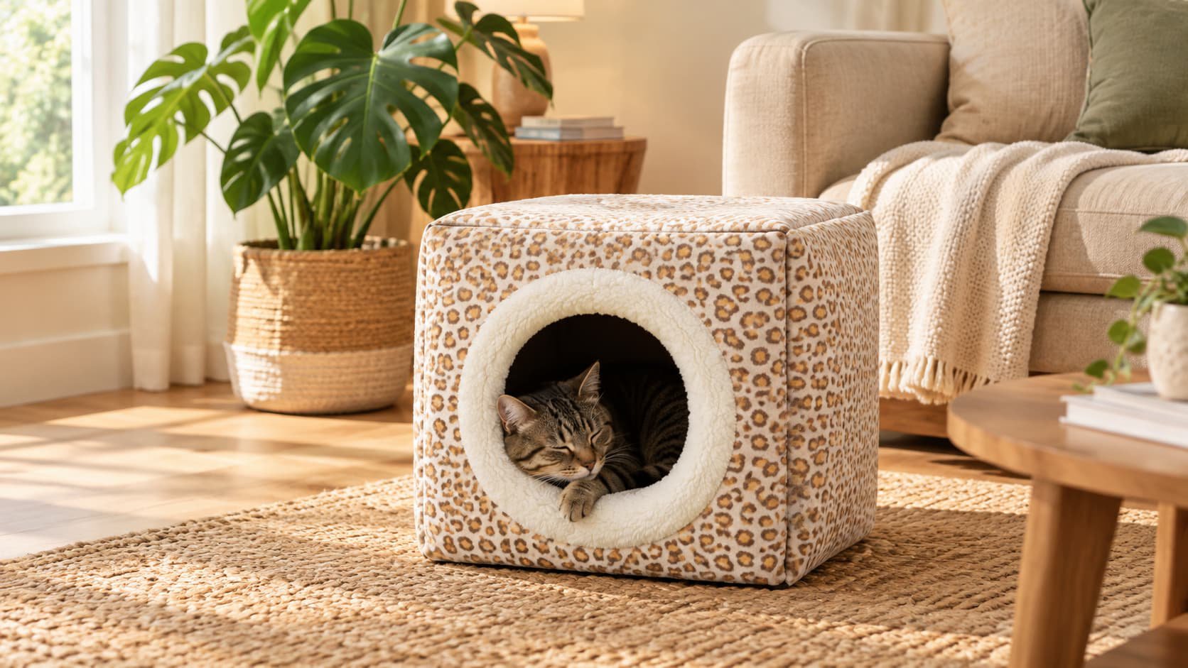 Cat cave bed in living room