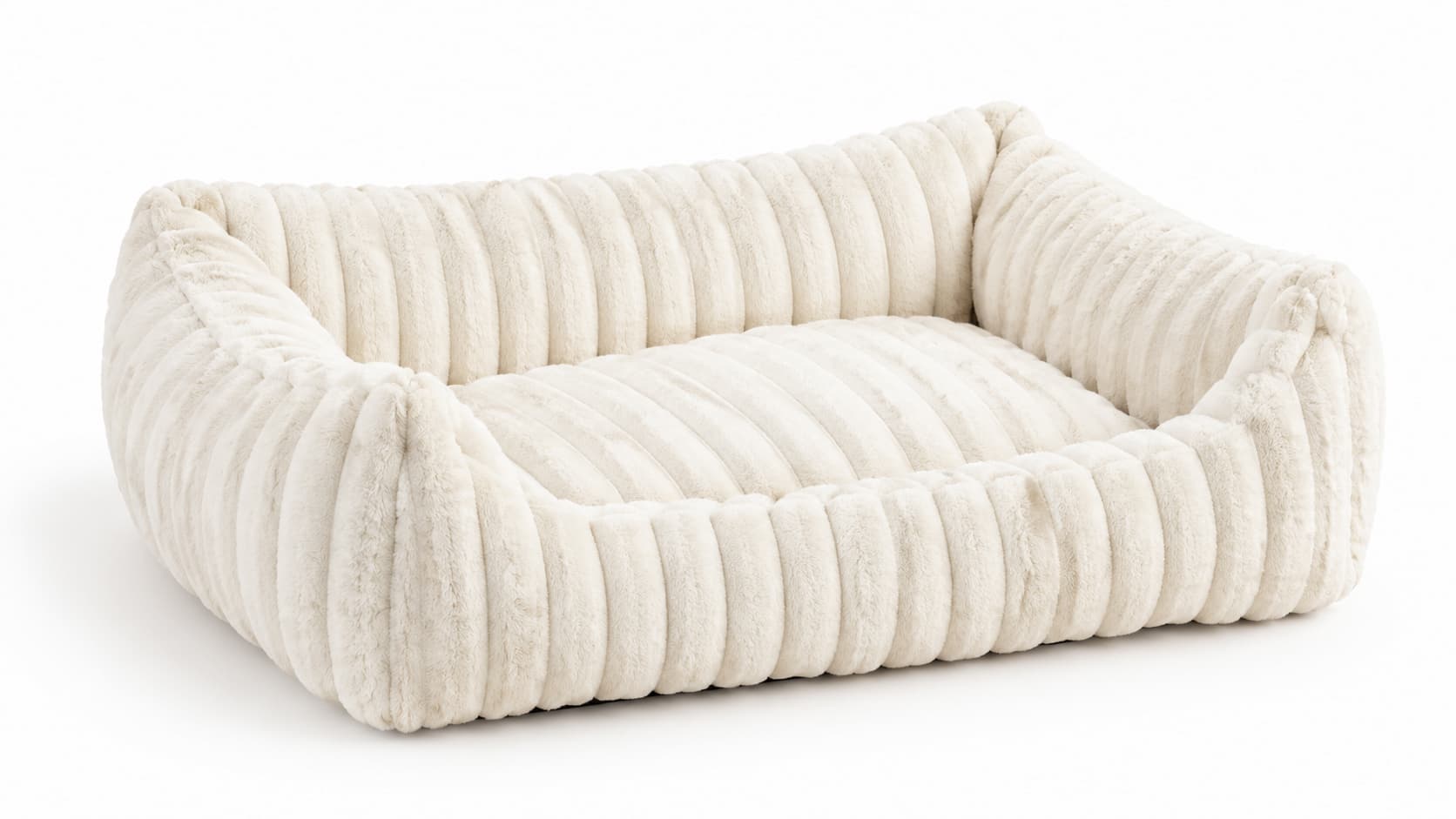 Cream corduroy pet sofa bed main visual