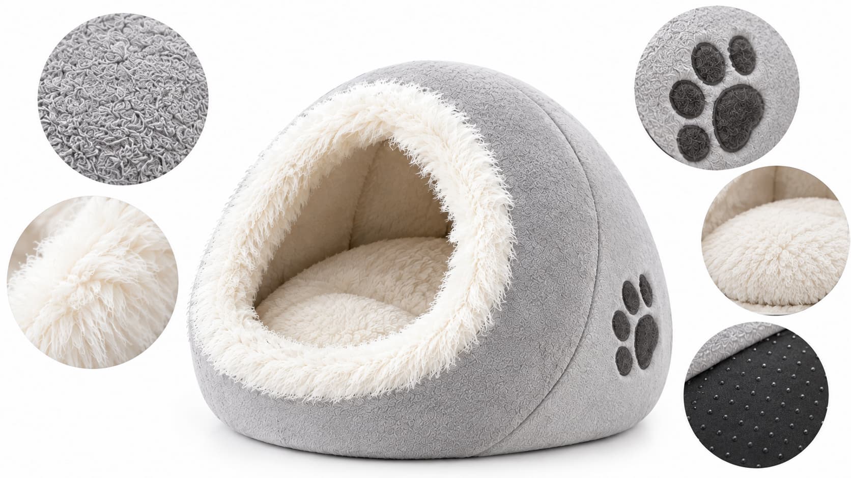 Plush and paw print detail