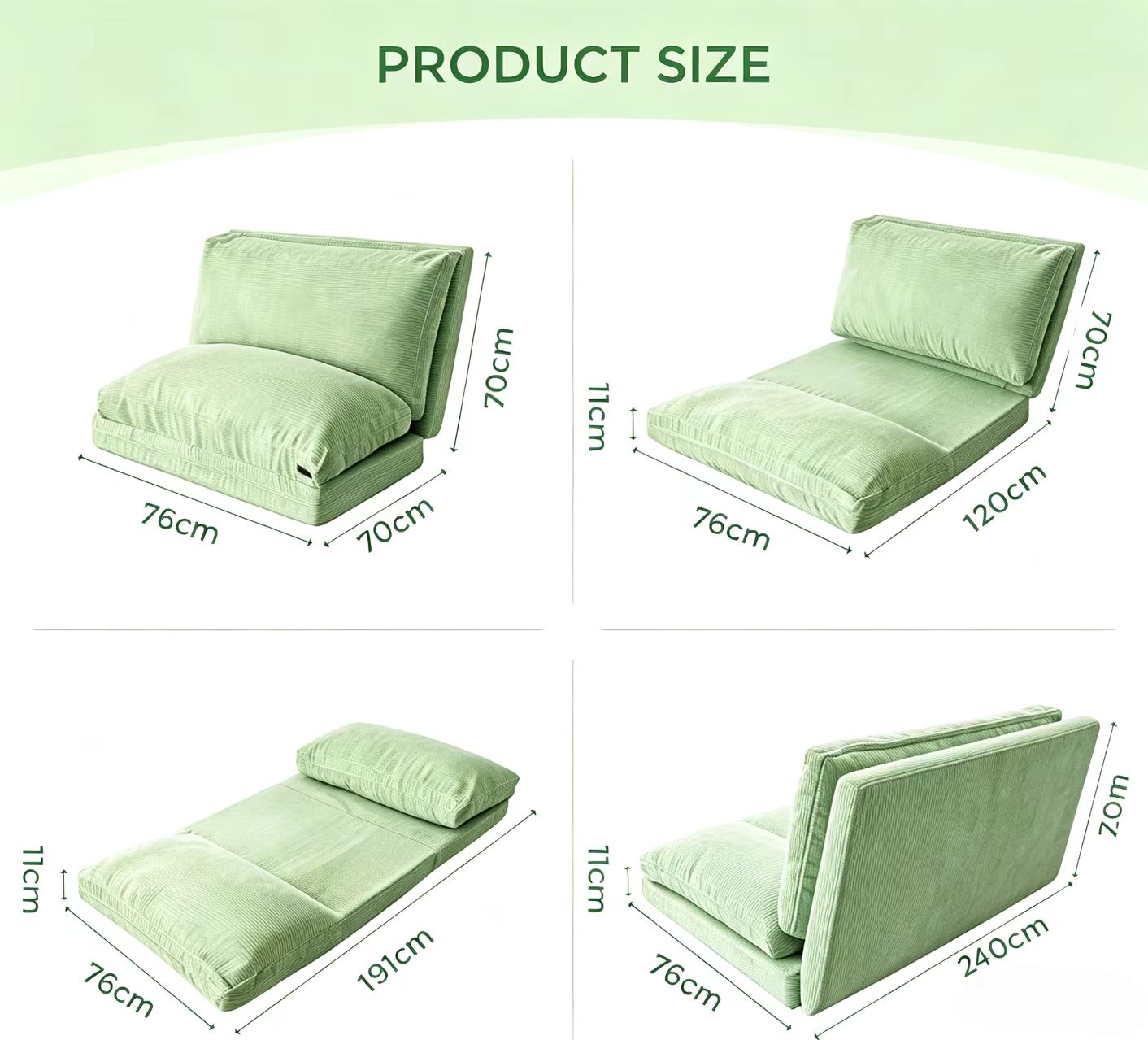 4 fold bean bag bed shredded foam filled