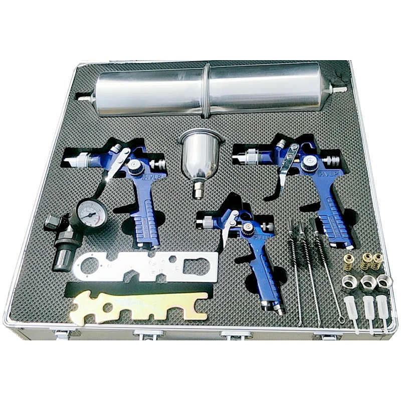 H2000 H827 KITS HVLP paint spray gun Blue Aluminum box kit
