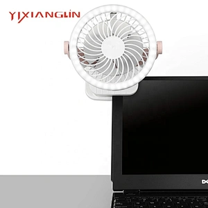 2019 Popular battery powered mini electric portable usb table clip fan with led light