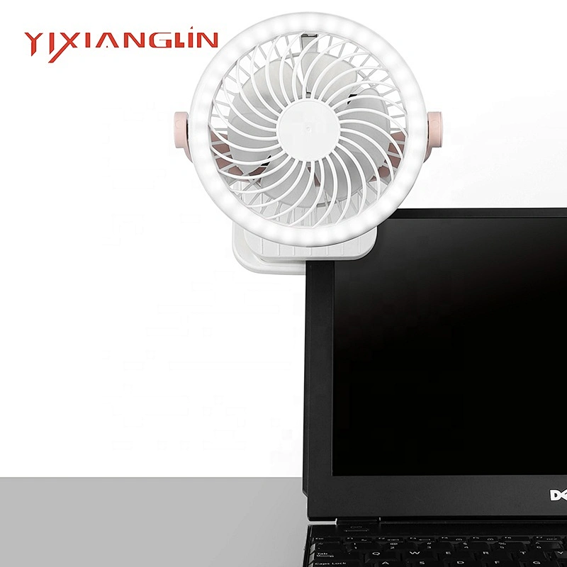 2019 Popular battery powered mini electric portable usb table clip fan with led light