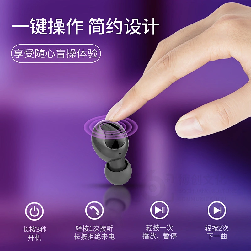 TWS Earphonse headset  V5.0 mini wireless in ear  TWS BT earbuds with charging box