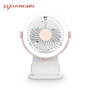 2019 Popular battery powered mini electric portable usb table clip fan with led light