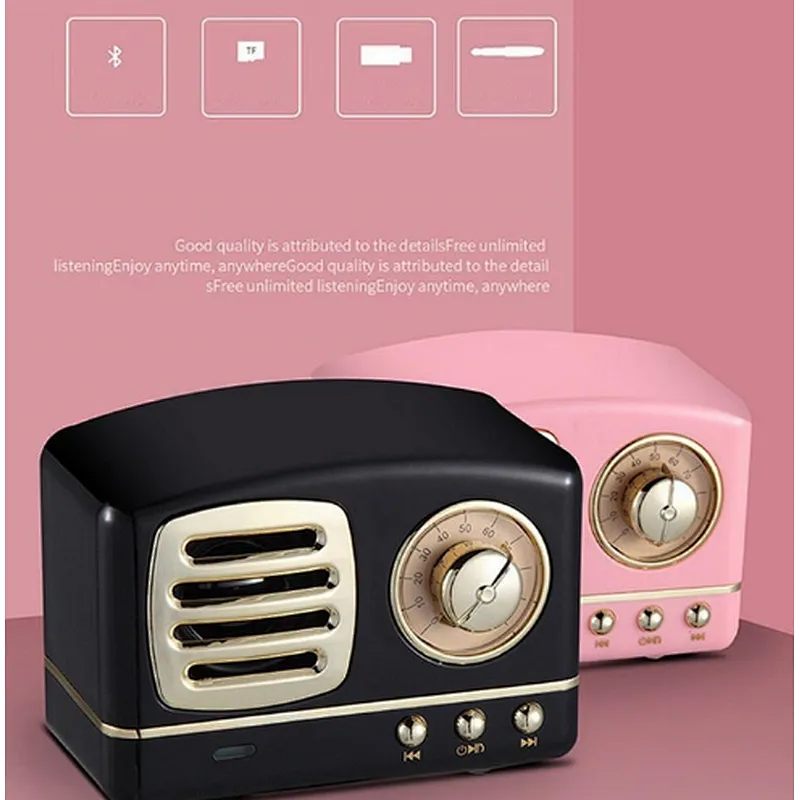 Newest Product  Classic Retro Portable Bluetooth Speaker FM Radio Pocket Design