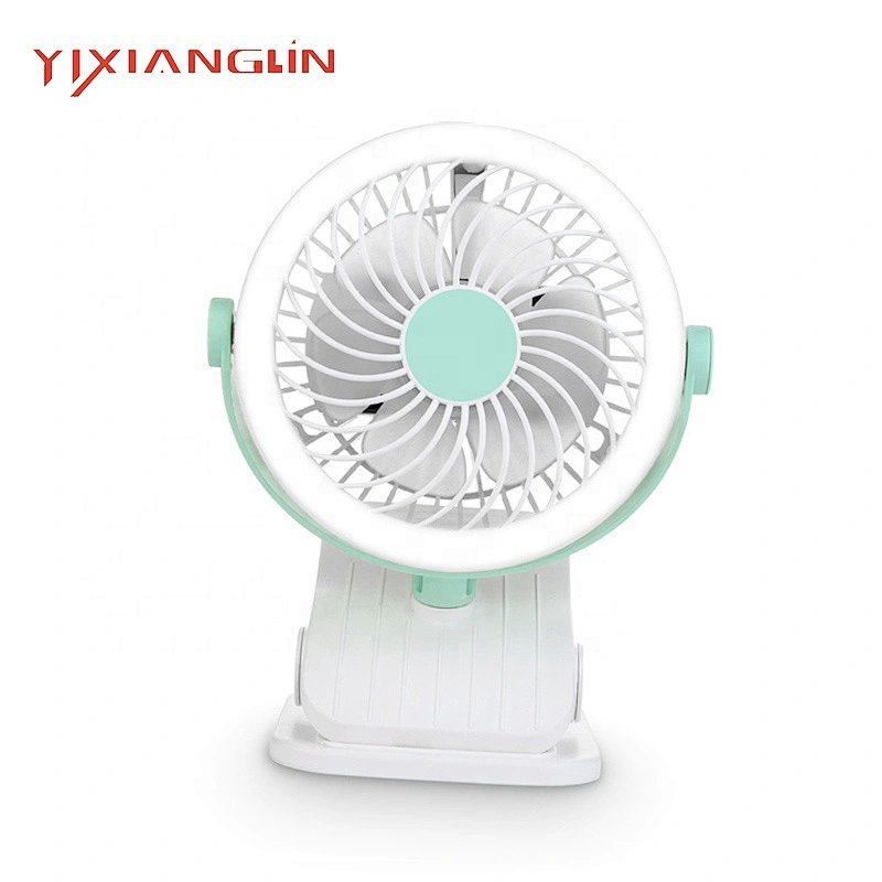2019 Popular battery powered mini electric portable usb table clip fan with led light