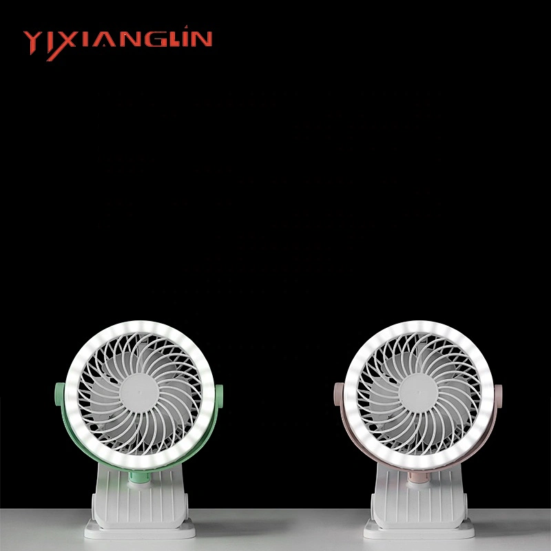 2019 Popular battery powered mini electric portable usb table clip fan with led light