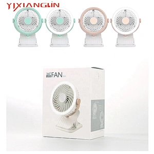 2019 Popular battery powered mini electric portable usb table clip fan with led light