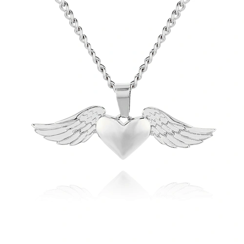 Wholesale Sublimation  Gold Plated Wings  925 Stainless Steel Mens Custom 3D Heart Pendant  For Necklace Jewellery Making