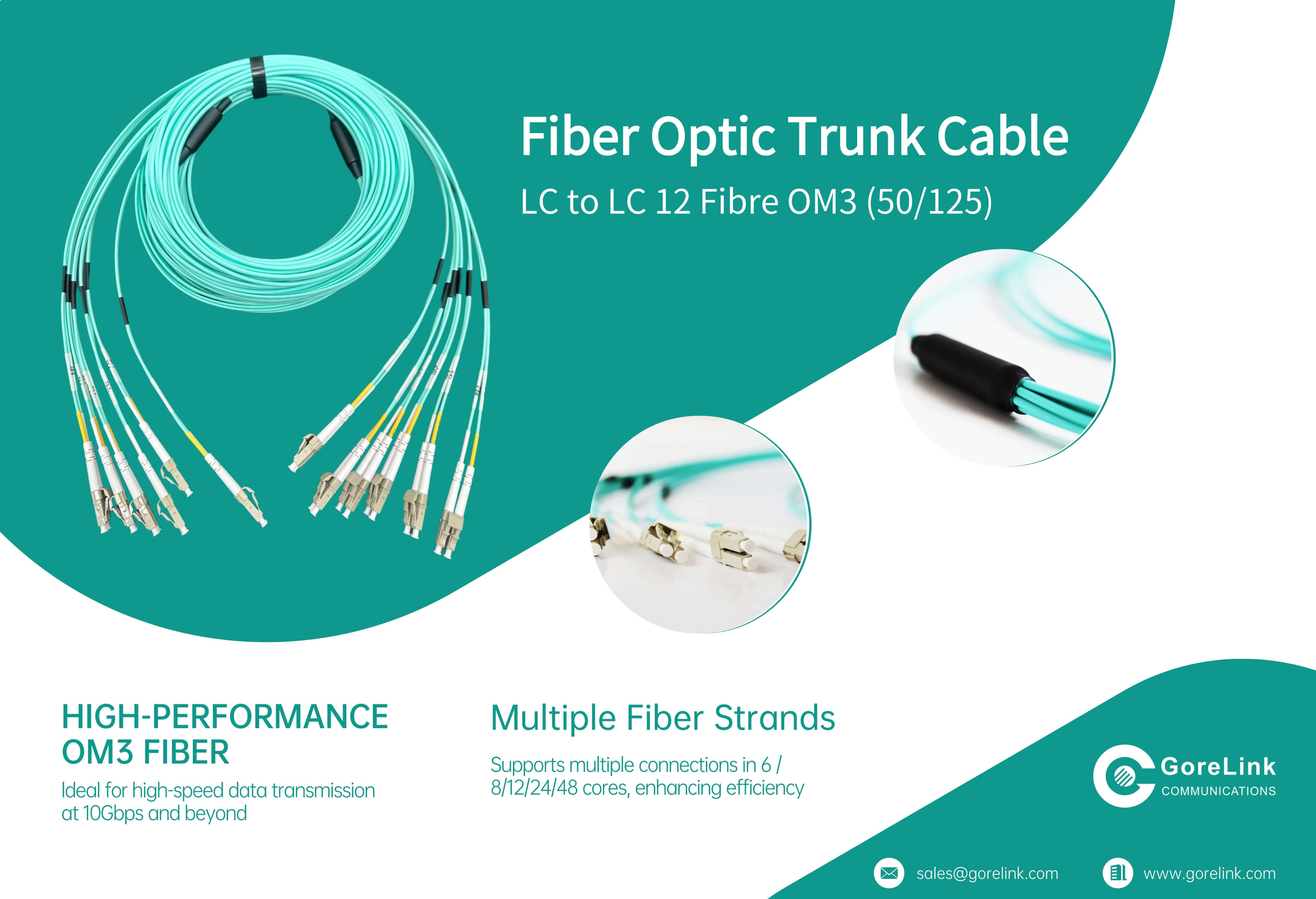 fiber optic trunk cable OM3 LC for 40G/100G Fiber trunk solution data center