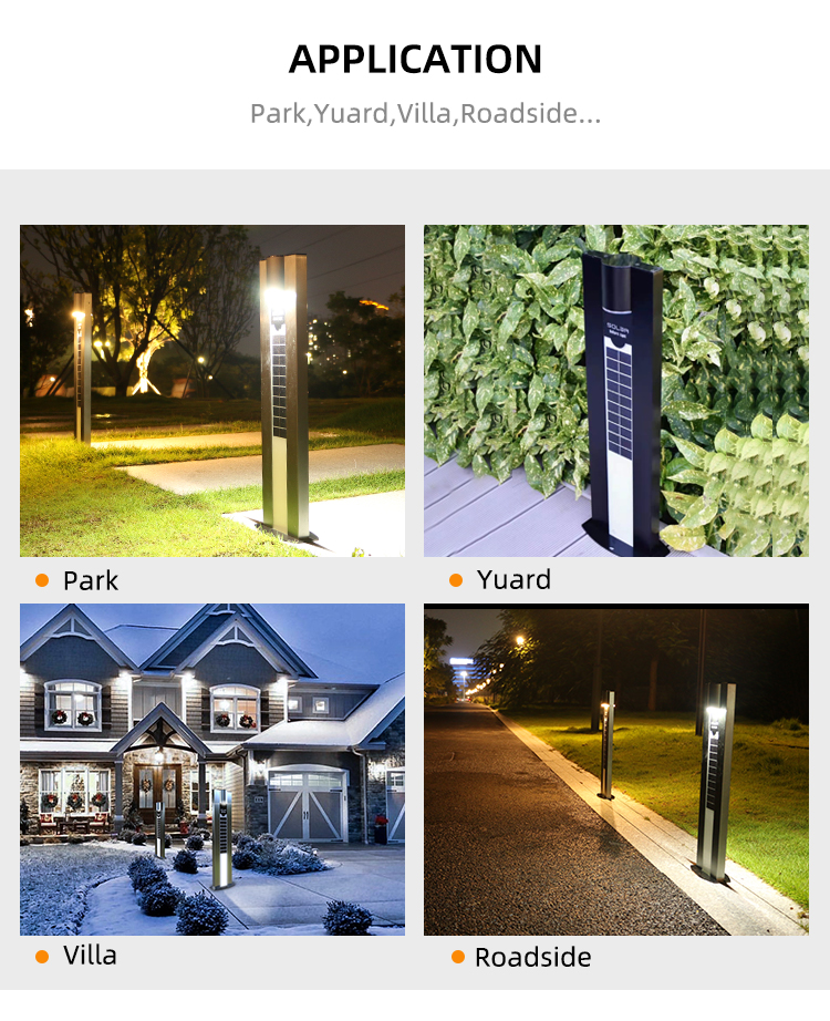 Double-side solar panel glass bollard garden light