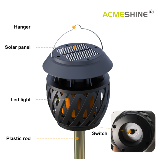 Newly Arrival Yard Decor Landscape Lamp 96pcs Led Outdoor Patio Solar Lights Solar Fire Flickering Flame Torch