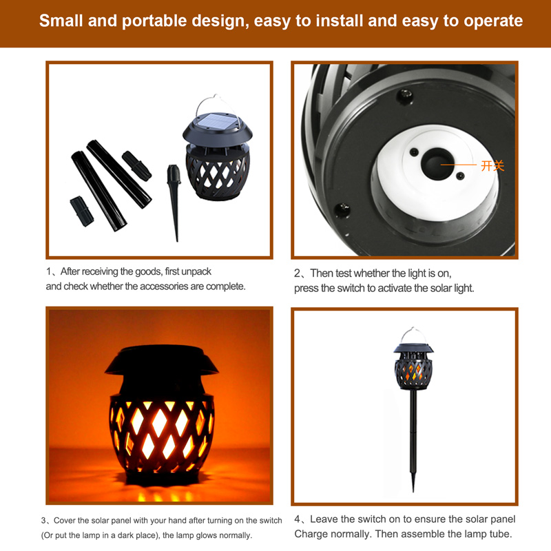 Newly Arrival Yard Decor Landscape Lamp 96pcs Led Outdoor Patio Solar Lights Solar Fire Flickering Flame Torch