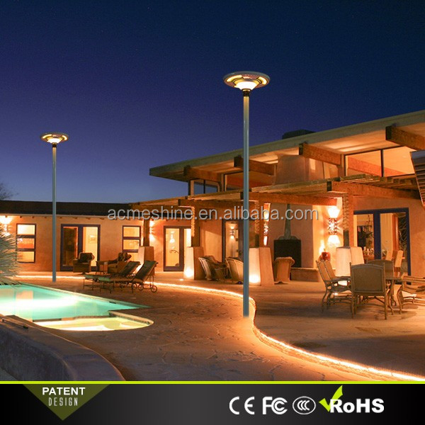 Factory Supply UFO Solar Garden Light Decorative Pole Street Light With Remote Control 3 Years warranty pillar light