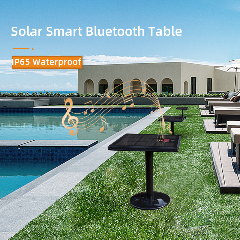Solar table leisure Coffee Table with Wireless Charging   Bluetooth Speaker for Music Playing villa garden