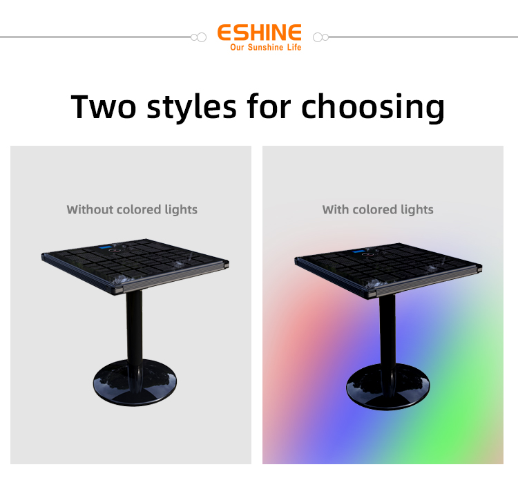 Solar Charging Table with Speaker and RGB Led Lighting Control Outdoor Decoration Multi-Media Solar Table