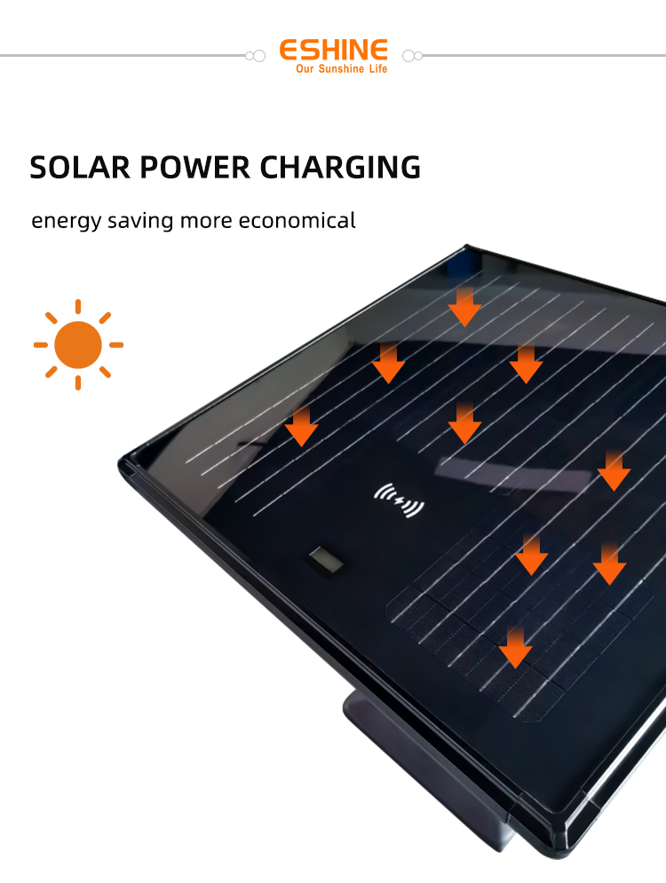 Solar Charging Table with Speaker and RGB Led Lighting Control Outdoor Decoration Multi-Media Solar Table