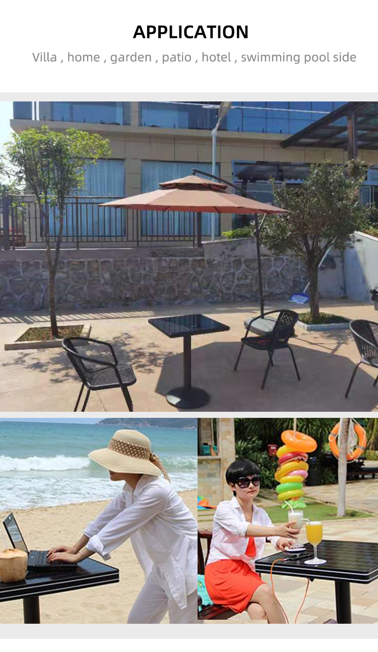 Solar Charging Table with Speaker and RGB Led Lighting Control Outdoor Decoration Multi-Media Solar Table