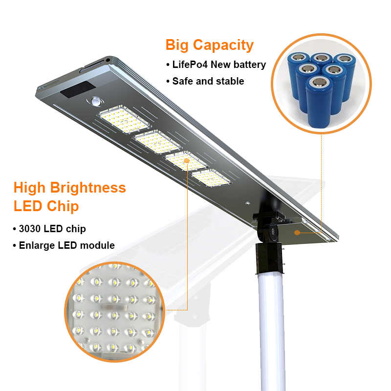 60W 80W 120W Aluminum Solar Powered Outdoor Solar Street Lamp Bracket Rotatable Led Solar Street Light