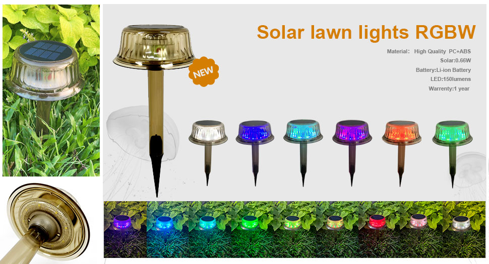 RGBW Jellyfish solar led garden lights for lawn pathway flower pot decoration and growing lighting