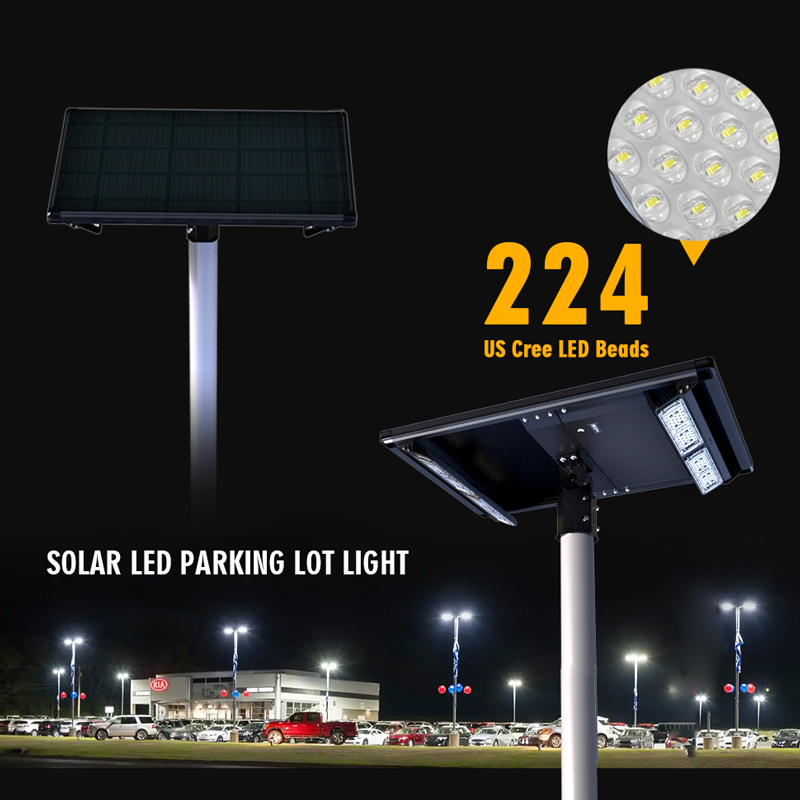 Dual lamp head Street Light 100W 150W 300W Solar Powered Led Chips 210LM/W Parking Lot road lighting