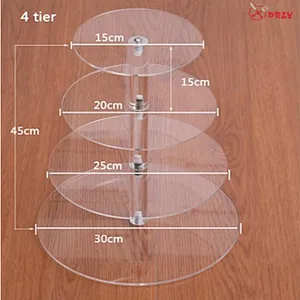 PRZY Cupcake Stand Crystal Circle Clear Round Birthday Cake Display Cake Tray Glass Wedding Cake stand Display Shelf