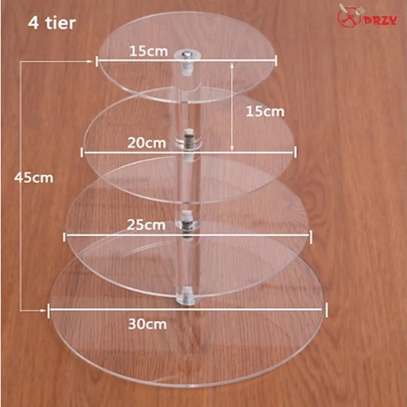 PRZY Cupcake Stand Crystal Circle Clear Round Birthday Cake Display Cake Tray Glass Wedding Cake stand Display Shelf